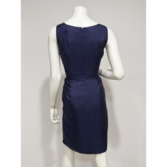Banana Republic Women's Navy Blue V-Neck Faux Wrap Silk Cocktail Dress Size 4 - Picture 5 of 9